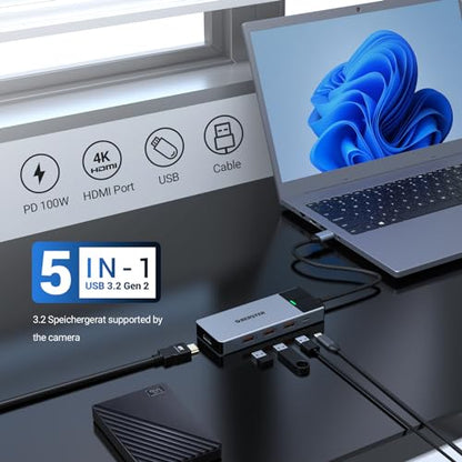 OBERSTER 5 in 1 USB-C Hub OB-HB046-E-011 with 4K HDMI Output and USB 3.2 Ports