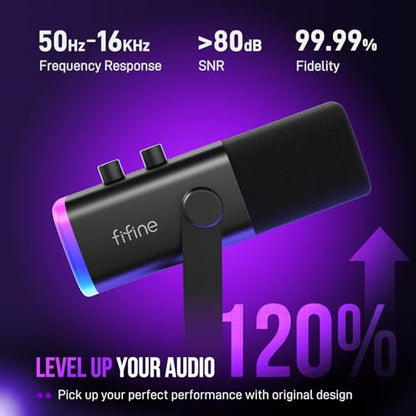 FIFINE Desktop Microphone AM8 Dynamic USB/XLR 50Hz-16KHz 1 Channel Microphone