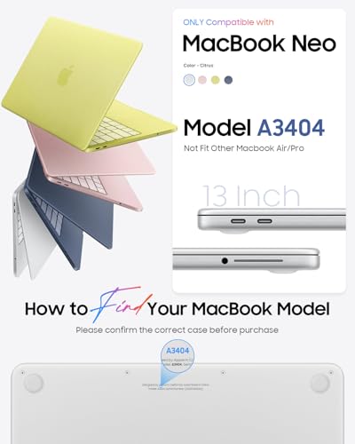 Fintie Case for MacBook Neo 13'' Model A3404 - Hard Shell Crystal Clear Cover