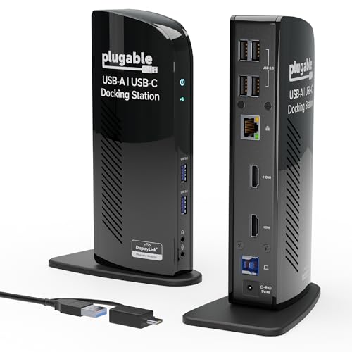 Plugable Universal Docking Station UD-3900, Supports Dual HDMI 1920x1200@60Hz, USB 3.0, Gigabit Ethernet, 6 USB Ports