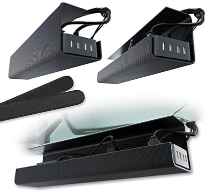 Scandinavian Hub Under Desk Cable Management Tray, 2 Pack, Self-Adhesive, Black