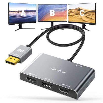 UANTIN 3-Port DisplayPort to HDMI Splitter 4K@60Hz MST Hub