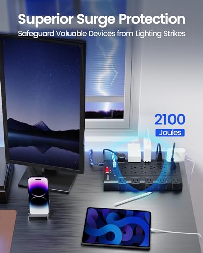 SUPERDANNY 28-Outlet 125V Surge Protector Power Strip QR2260-U