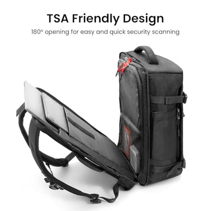 tomtoc 40L T66M1D1 Daypack Backpack, Black, Water Resistant Travel Pack with Laptop Compartment