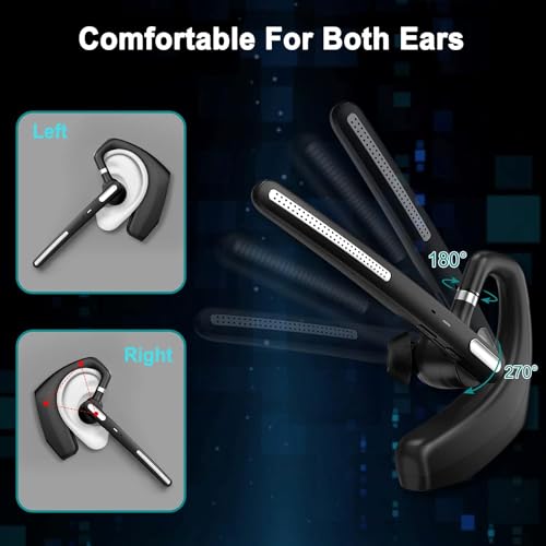 OPINAY A6S Black+Silver Bluetooth Headset Wireless Ear Hook CVC Noise Cancelling