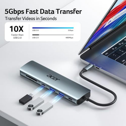 Acer 5.1" 7-Ports ODK360 USB-C Hub 4K HDMI 100W PD Aluminum