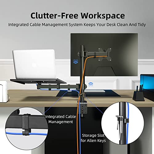 Suptek MD6432TP003 Tabletop Mount 13-27 Inch Adjustable Monitor Arm with Laptop Tray