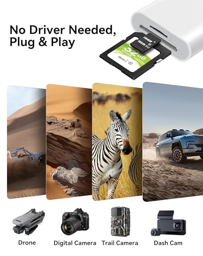 Fubiaofei SD Card Reader Dual Connector MicroSD, Lightning & USB Type C, 2TB Capacity