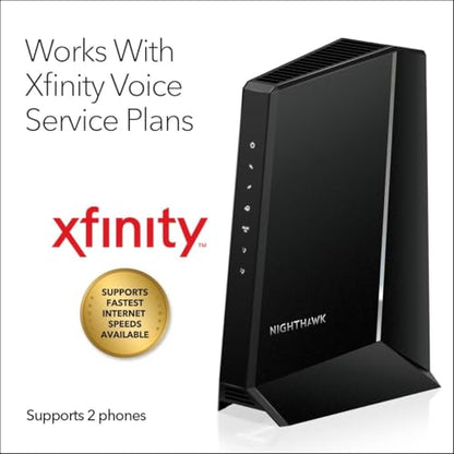 NETGEAR 2.5Gbps Cable Modem CM2050V Ethernet, Wi-Fi 4 Ports Black
