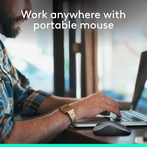 Logitech Wireless Mouse M185, 2.4GHz USB Receiver, 1000 DPI, Optical, Ambidextrous, Swift Grey, 30g