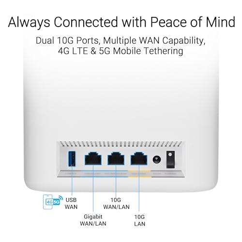 ASUS ZenWiFi BT10 Tri-Band WiFi 7 Mesh Router, 18 Gbps, 6000 sq.ft (2pk), 10G Ethernet Ports, Security & Parental Controls