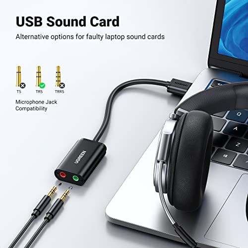 UGREEN USB to Audio Jack Sound Card Adapter 30724 USB Stereo Sound Card PC PS4 5 1 Dual 3.5mm
