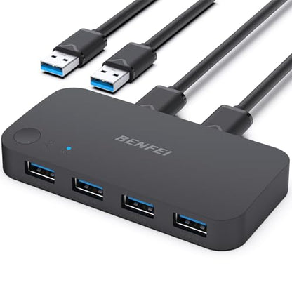 BENFEI USB 3.0 KVM Switch 2-Port Selector for 4 USB Devices, Model 000354black