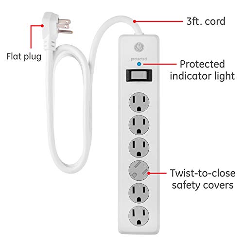 GE 6-Outlet Surge Protector 54629 125V 1.2A 800J 2 Pack