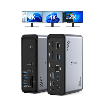 TobenONE 18-in-1 USB-C Docking Station Triple 4K@60Hz 3 HDMI 9 USB Ports Gigabit Ethernet PD3.0