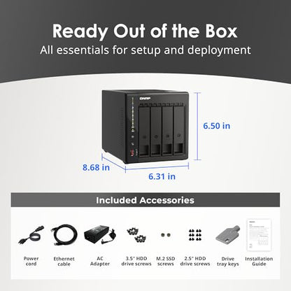 QNAP Desktop Size TS-453E-8G-US Diskless NAS 4 Bay with Intel Celeron J6412, 8GB DDR4 RAM, Dual 2.5GbE