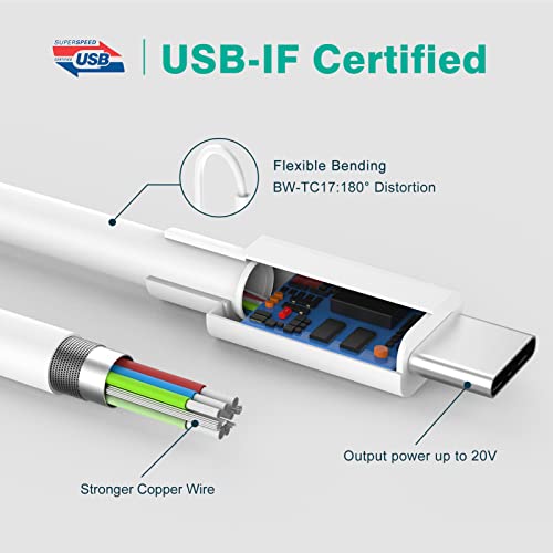 IFEART 6.6ft USB-C to USB-C Cable 60W 3A 480Mbps Male-to-Male