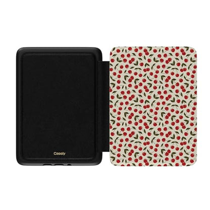 Casely 7" Kindle Case Cherry on Top Lightweight Vegan Leather - Auto Sleep Function - Compatible with Kindle Colorsoft and Paperwhite (12th Generation 2024 Models)