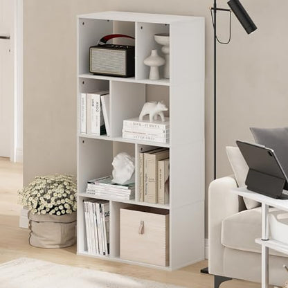 Furinno 11.73"D x 23.62"W x 48.98"H DALY 8-Cube Horizontal Bookcase
