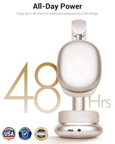 Wentronic Y01 Over Ear Headphones Bluetooth 5.3 Active Noise Cancelling 40mm Drivers 48H Playtime Starlight