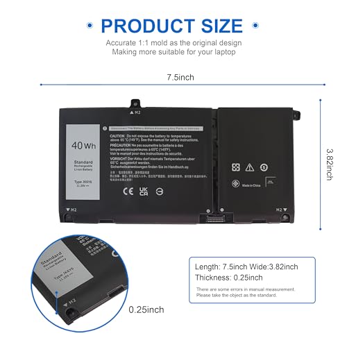 Wymisnit 40Wh Type JK6Y6 Rechargeable Battery for Dell Laptops