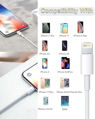 Susnwere 4 Pack Lightning Charging Cables 6ft MFi Certified compatible with iPhone and iPad
