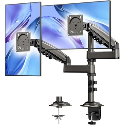 HUANUO 32 Inch HNDS8 Dual Monitor Stand Ergonomic Adjustable Tilt 45 Degrees Tabletop Mount