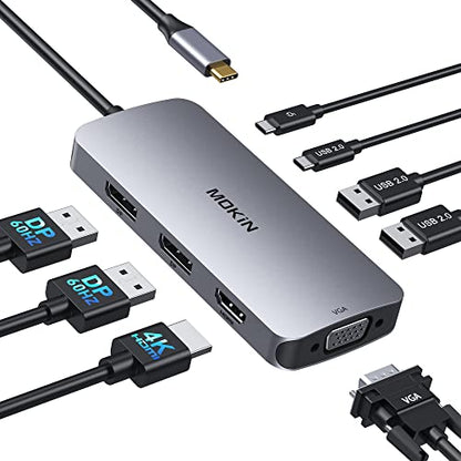 MOKiN 8-in-1 Docking Station Dual DisplayPort 4K@60Hz USB Hub