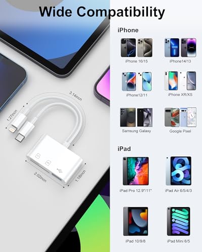 Haoano SD Card Reader SD/TF Multi-Card USB Type C and Lightning Adapter