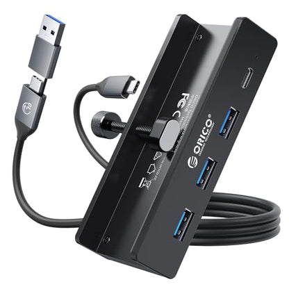 ORICO 4-Port USB Hub 3.0 Aluminum USB-C Adapter, 5 Gbps Data Transfer Rate, USB 3.0, Black