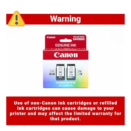 Canon PG-275/CL-276 Genuine Ink Cartridge Set 740 Page Yield Black/Multicolor Ink for TS3520/TR4720