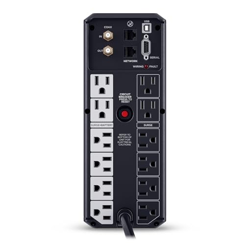 CyberPower CP1500AVRLCD3 1500VA/900W Mini Tower UPS with 12 Outlets and LCD Display
