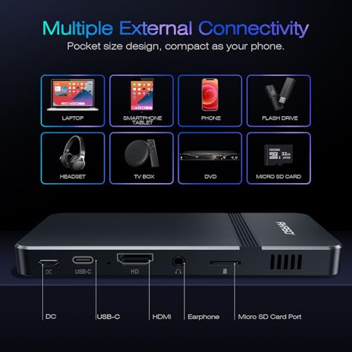 AKASO 5.51" Mini 874801 720 x 480 1080p DLP Portable Projector