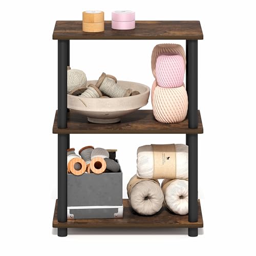 Furinno 3-Tier Narrow 18061APBK Display Rack Storage Shelf Amber Pine/Black