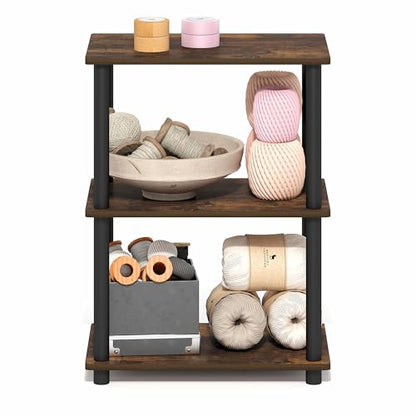 Furinno 3-Tier Narrow 18061APBK Display Rack Storage Shelf Amber Pine/Black