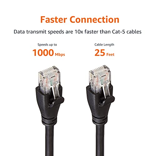 Amazon Basics 25ft Cat 6 Ethernet Patch Internet Cable, RJ45 Connector, 1 Gbps