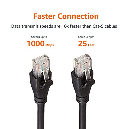 Amazon Basics 25ft Cat 6 Ethernet Patch Internet Cable, RJ45 Connector, 1 Gbps