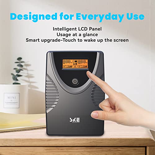SKE SMART KEY ENERGY 850VA/480W UPS Uninterruptible Power Supply, 120V, 2.18A, 6 Outlets, Metal Tower Form Factor