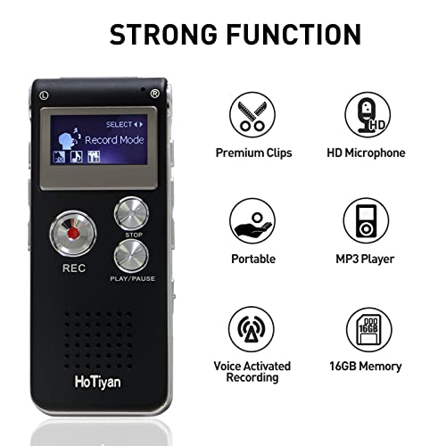 HoTiyan 1.1 Inches H-10001 Digital Voice Recorder USB 2.0 MP3/WAV Audio Recorder