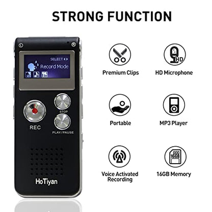 HoTiyan 1.1 Inches H-10001 Digital Voice Recorder USB 2.0 MP3/WAV Audio Recorder