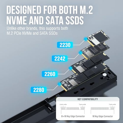 Sabrent 1000MB EC-SNVE USB 3.2 Metal Enclosure for M.2 PCIe NVMe and SATA SSDs
