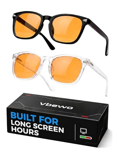 Vbewo 2 Count LD001 Full Rim Amber Blue Light Blocking Eyewear