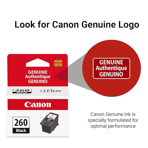 Canon PG-260 1 Count Black Ink Cartridge, Compatible with PIXMA TS5320/6420/6420a, TR7020/7020a, Genuine
