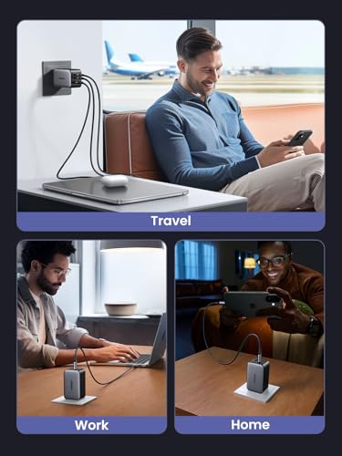 UGREEN 65W CD244 3-Port USB-C Wall Charger - Compact Fast Charging Power Adapter