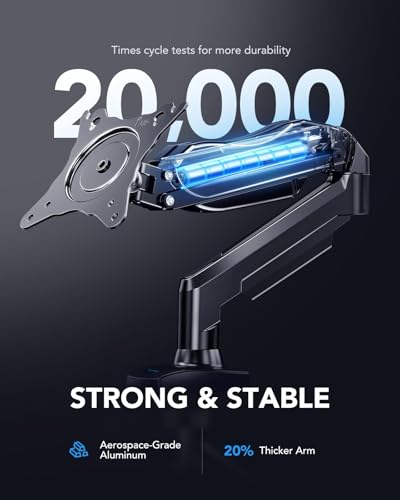 HUANUO 17-27 Inch HNSS6 Adjustable Monitor Arm - Tabletop Mount - 360° Rotation - 85° Tilt - Black Alloy Steel