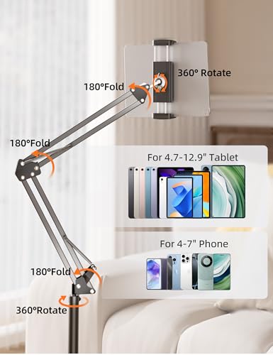 TabHolderix Tablet Stand 27.5-59.05 in Height Adjustable Universal Phone Mount