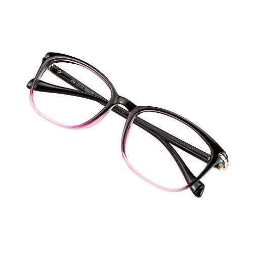 VisionGlobal 52mm 13g VG_S2117_black purple(c13)+2.00 Square Blue Light Blocking Reading Glasses