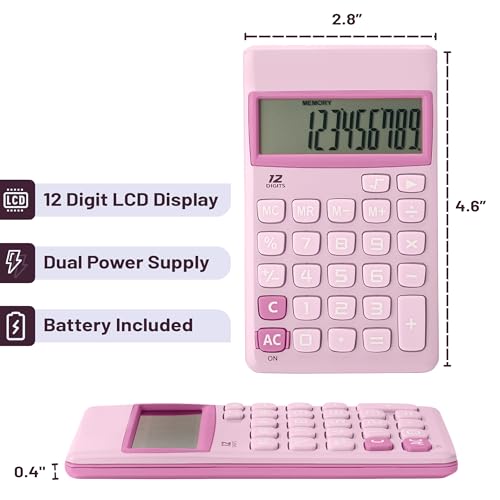 Mr. Pen 4.6" x 2.8" ZGUW003M344VC Standard Function LCD 12-Digit Calculator