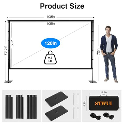 STWUI 120 inch STWUI PS120 4K HD 16:9 Floor Mount Projector Screen