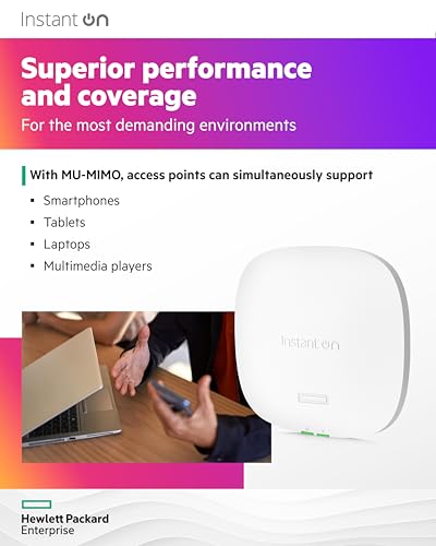 Hewlett Packard Enterprise 1 Count R9B27A Multi-Band Wireless Access Point AP25 4800 Mbps WiFi 6 12V Indoor